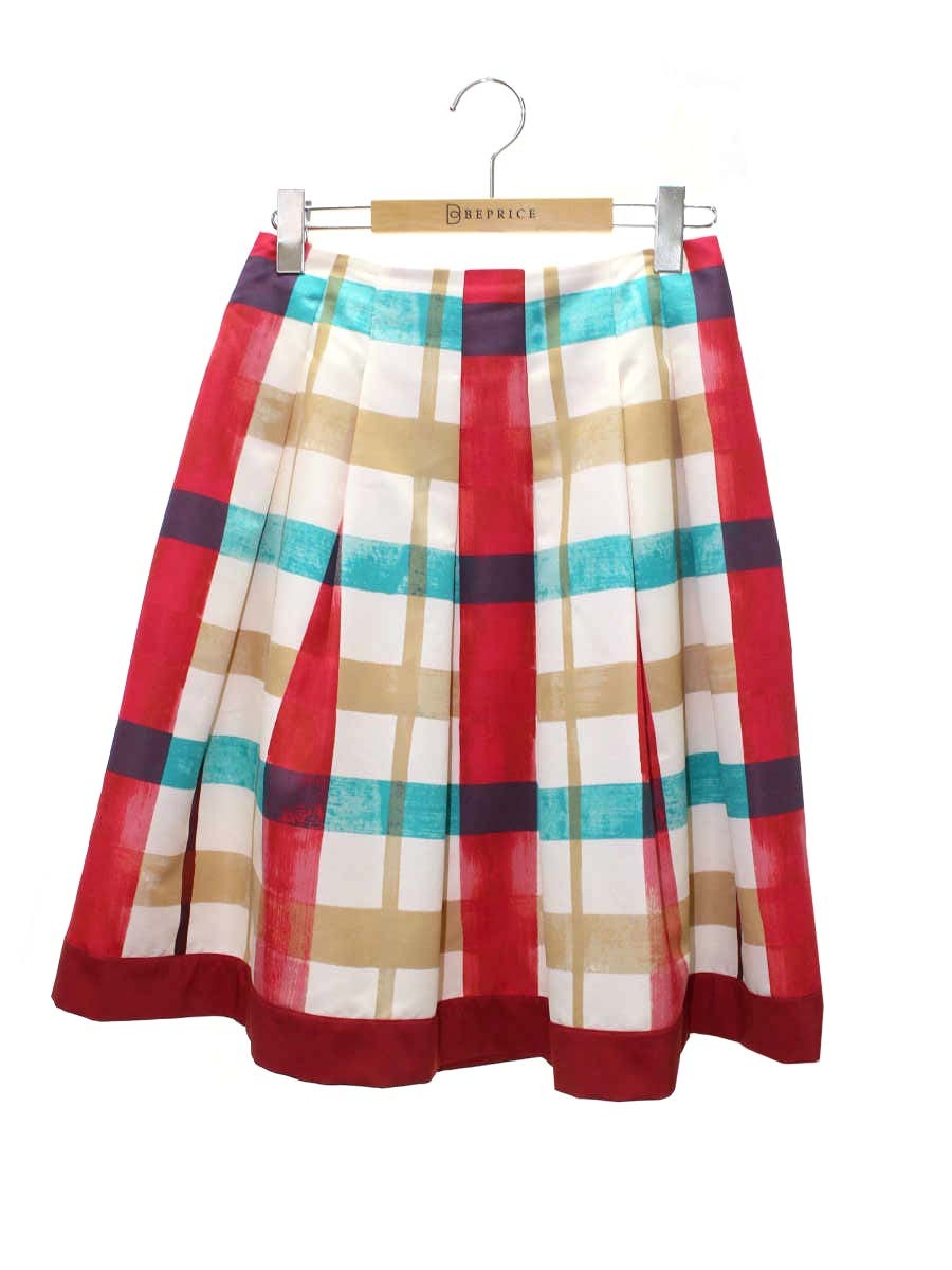 エムズグレイシー Colorful Check Skirt 017116 スカート 38 マルチカラー 水彩チェック プリント フレア ITQXM5LWQ79O