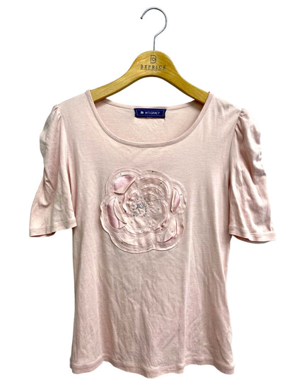 エムズグレイシー 525109 Tシャツ 38 ピンク フラワーモチーフ ラインストーン ITTF30LCQGRA