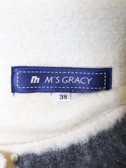 エムズグレイシー 628597 ジャケット 38 アイボリー ウール 襟デザイン フェイクパール ITKXXUETCTCA