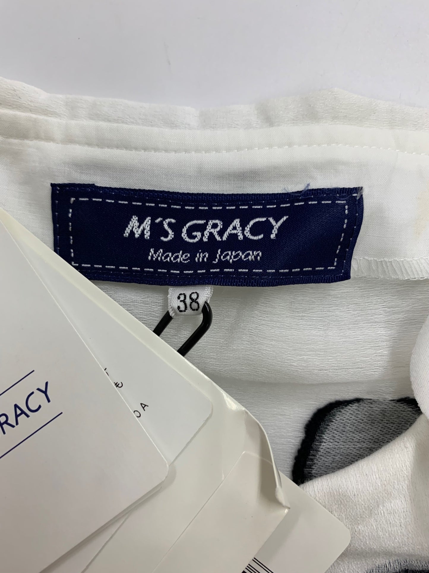 エムズグレイシー Dot Blouse 810325 シャツ ブラウス 38 ホワイト ITXR6CYPHWJS