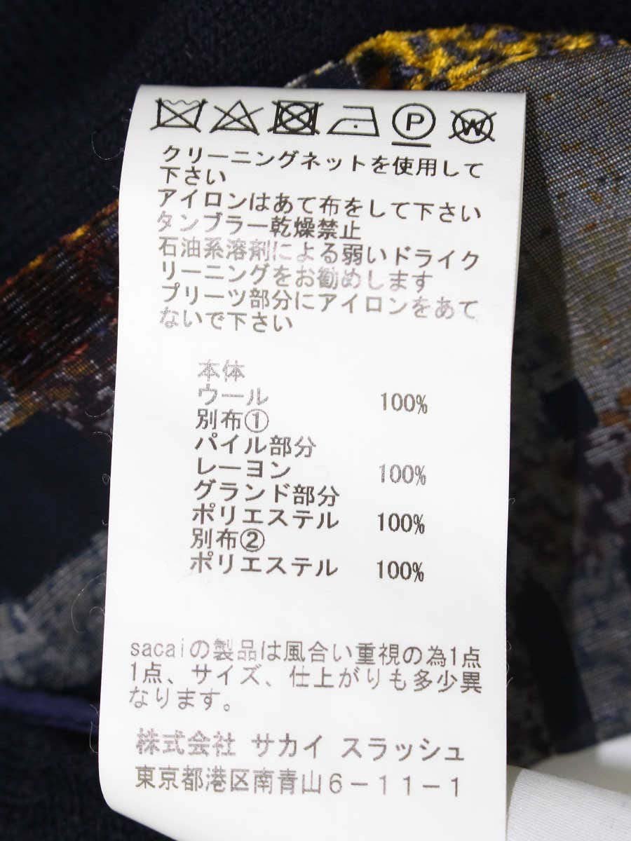 サカイ 18-03942 ニット 3 ネイビー セーター チェック柄 タートル IT0CEHA2QW0G