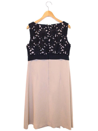 エムズグレイシー Navy x Beige Dress 911323 ワンピース 38 ベージュ フラワーモチーフ ITH33S579FG8