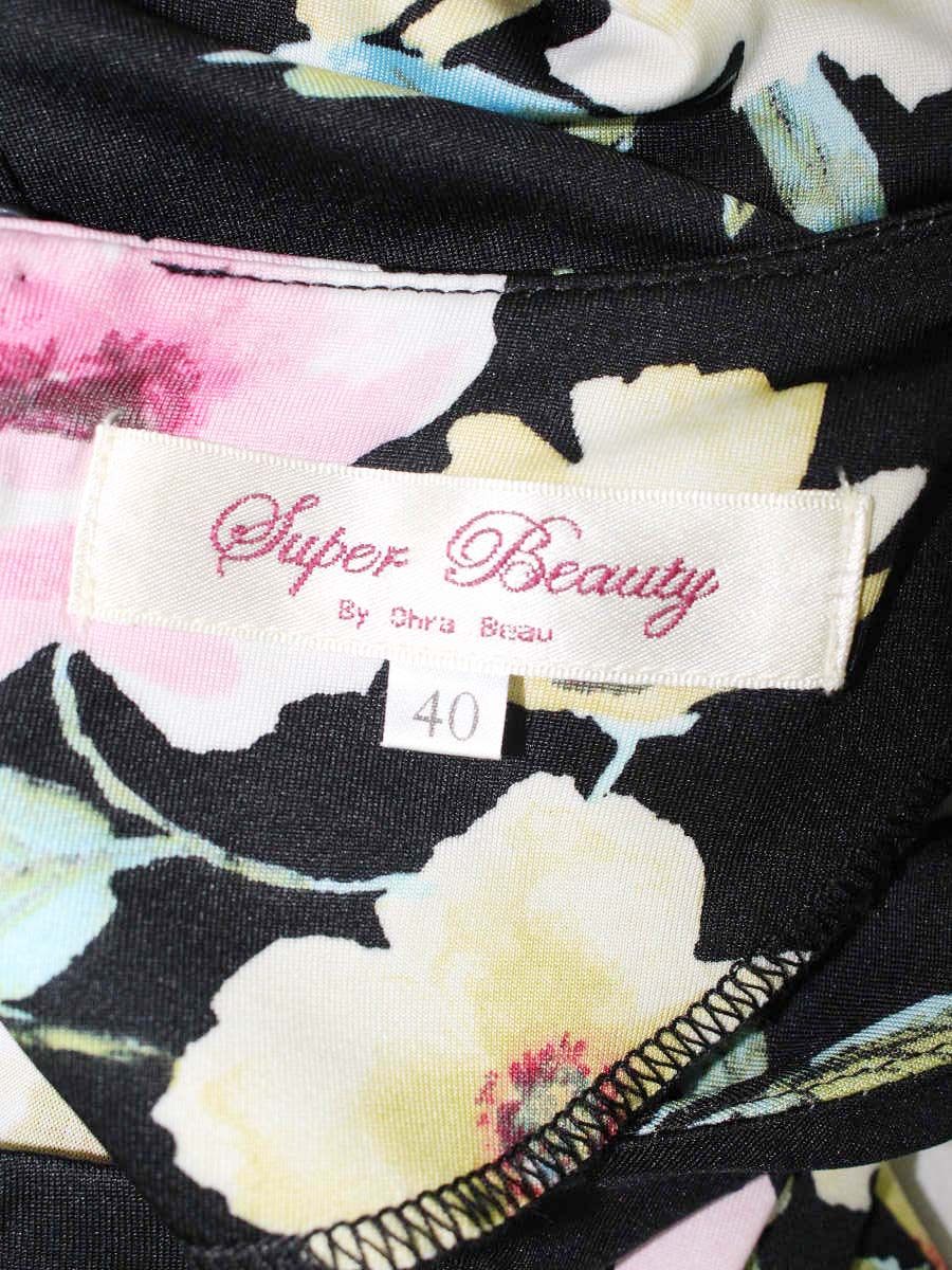 スーパービューティー ワンピース 40 ブラック フラワープリント レース ストーン ITWEDKLATVWS