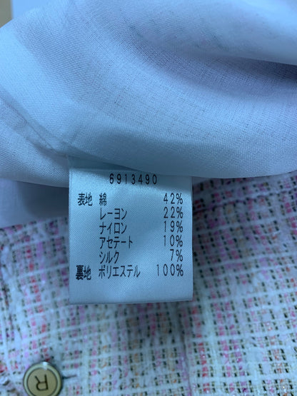 ルネ 6913490 36 ピンク/ホワイト TISSUE社製生地 ツイードジャケット IT1KEJBX1PB8
