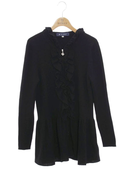 エムズグレイシー 628589 パーカー 40 ブラック カメリアWジップ ニット ITXSGJ58AHNS