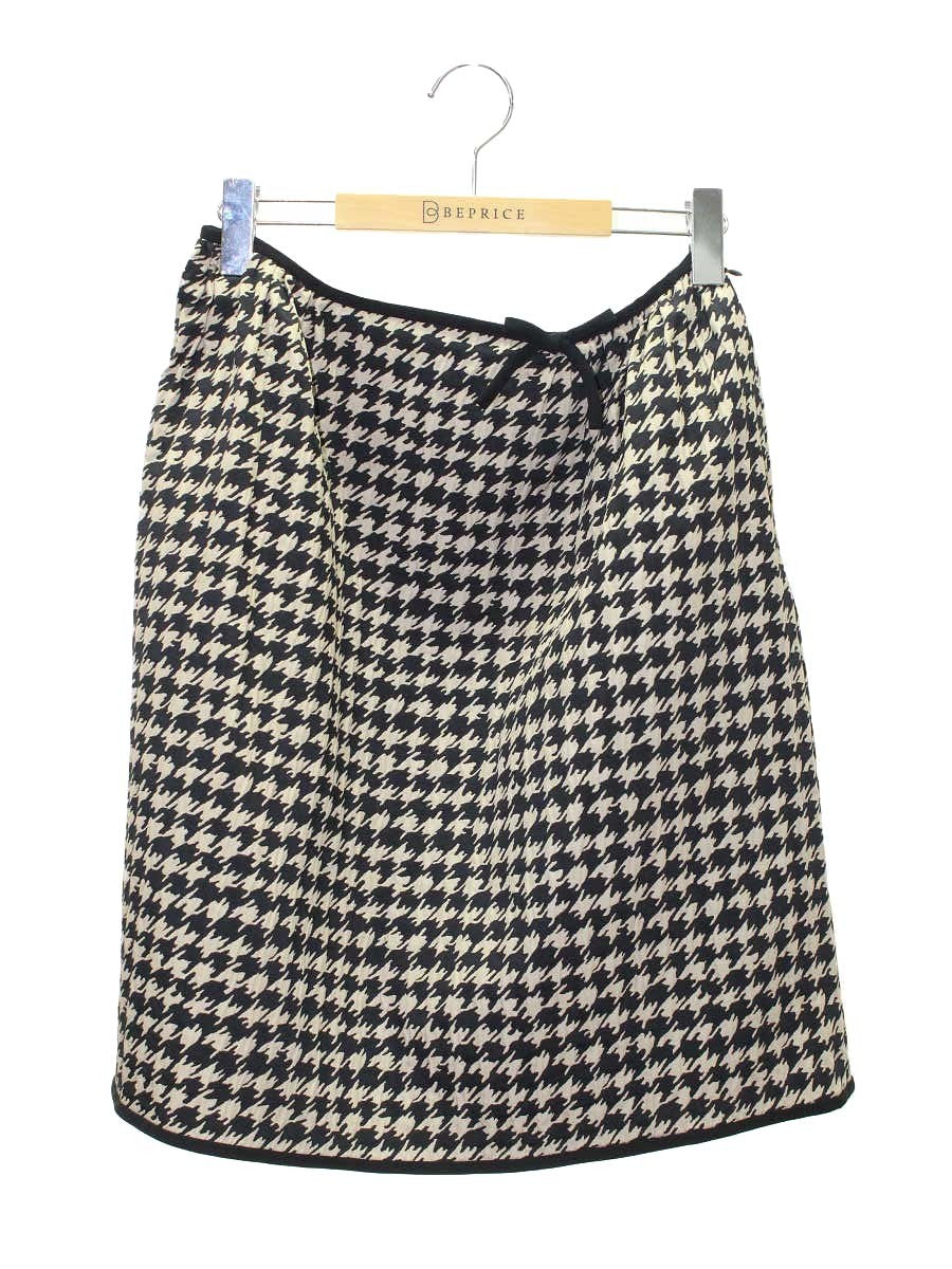 エムズグレイシー 427508 スカート 40 ブラック/ベージュ フレア 千鳥柄 IT0XXDTBPMOG