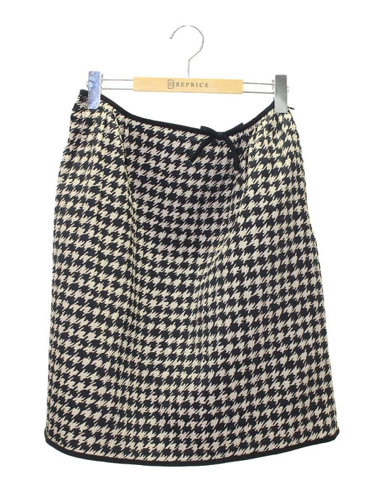 エムズグレイシー 427508 スカート 40 ブラック/ベージュ フレア 千鳥柄 IT0XXDTBPMOG