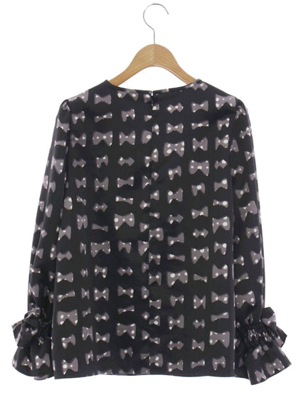 エムズグレイシー 010509 ブラウス 40 ブラック リボン 総柄 ITCYNH7OOOG8