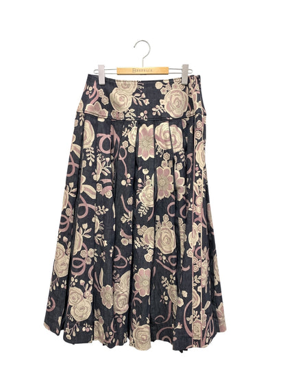 レオナールスポーツ 0522001 デニムスカート 42 ネイビー フラワーモチーフ プリーツ ITX9YZHNGSZM 【SALE】