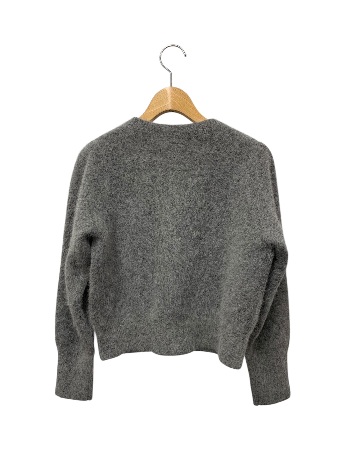 エムズグレイシー 518608 シンプルクルーネックニットカーディガン 38 グレー ITF5Z5A51L0G