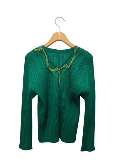 プリーツプリーズイッセイミヤケ PP21-JO425 カーディガン 3 グリーン ITLW6QEVZ8MD