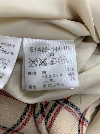 バーバリーブルーレーベル E1A22-544-03 コート 38 アイボリー チェック コットン IT3CLFX1WKK8