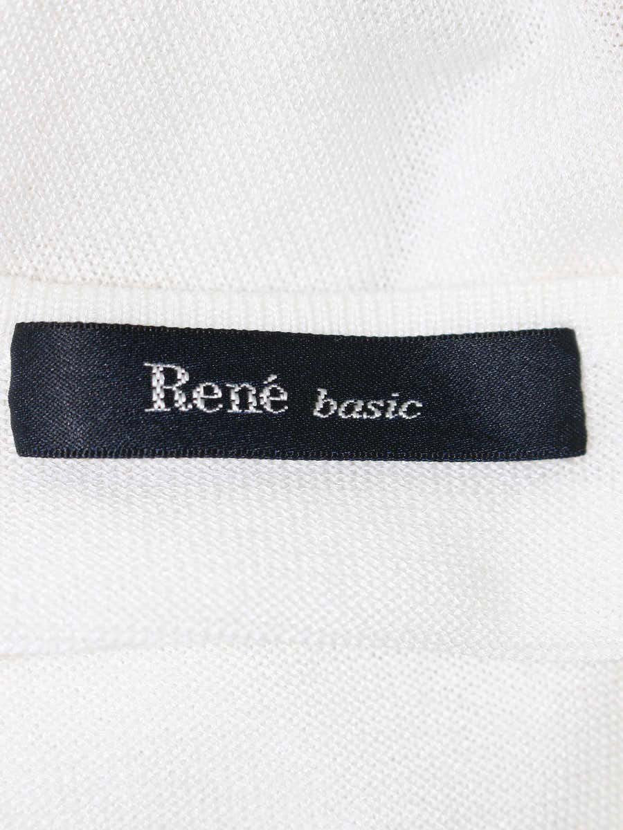 ルネ  basic 5722070 カーディガン 38 ホワイト メッシュスリーブ カメリアボタン IT6BZ08NMKVE