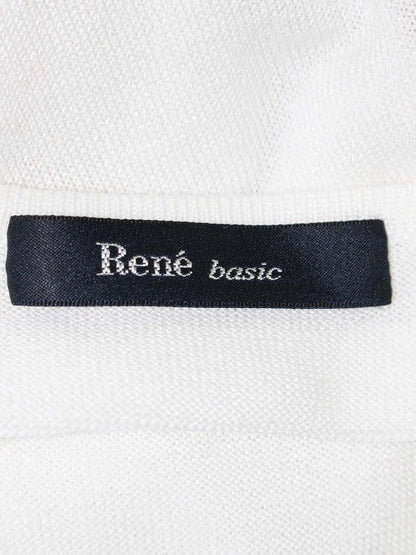 ルネ  basic 5722070 カーディガン 38 ホワイト メッシュスリーブ カメリアボタン IT6BZ08NMKVE