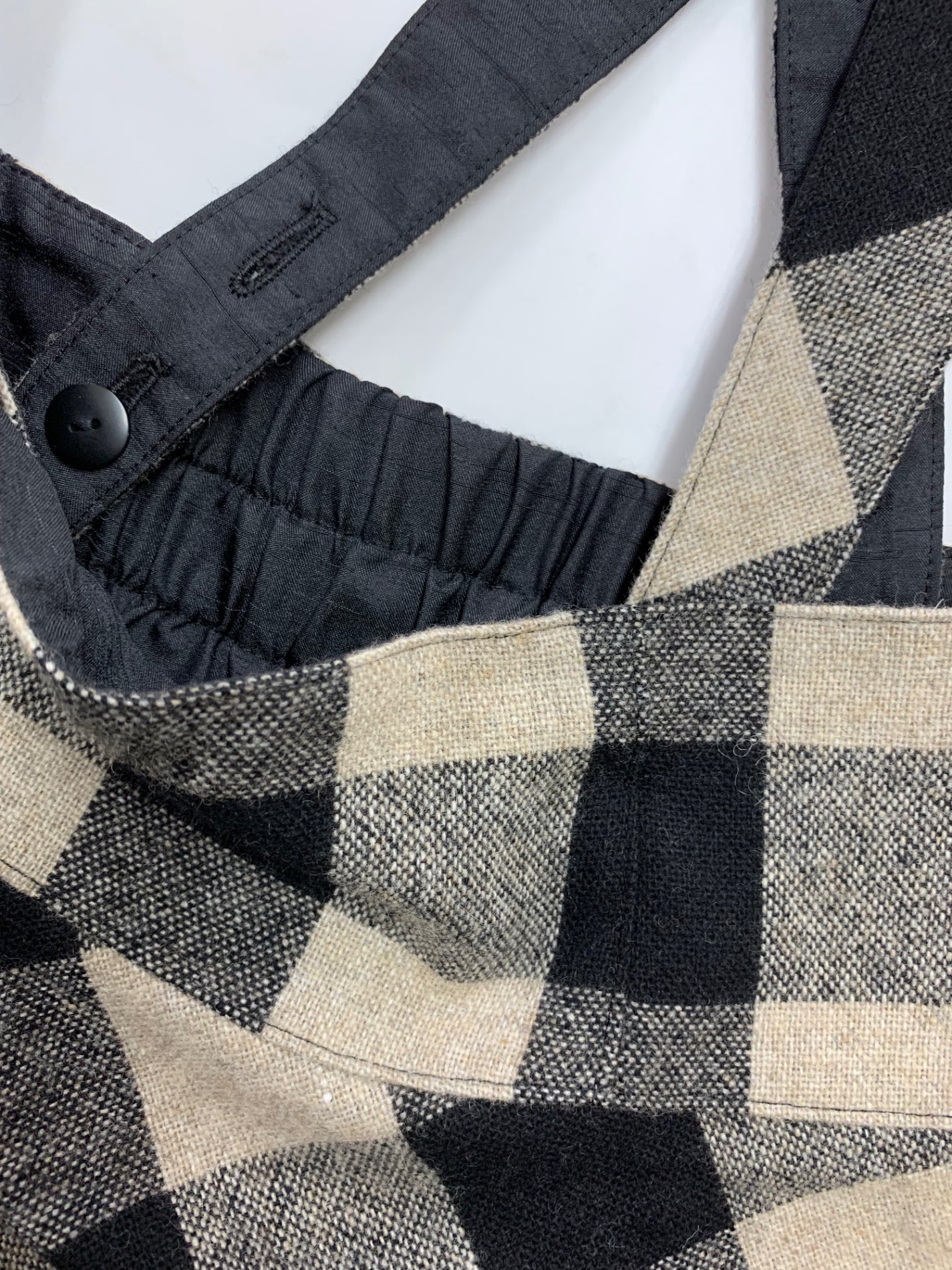 エムズグレイシー 417603 吊りスカート 40 ベージュ ウール混 チェック柄 フレア 肩紐付き IT0JQVV5UVQU