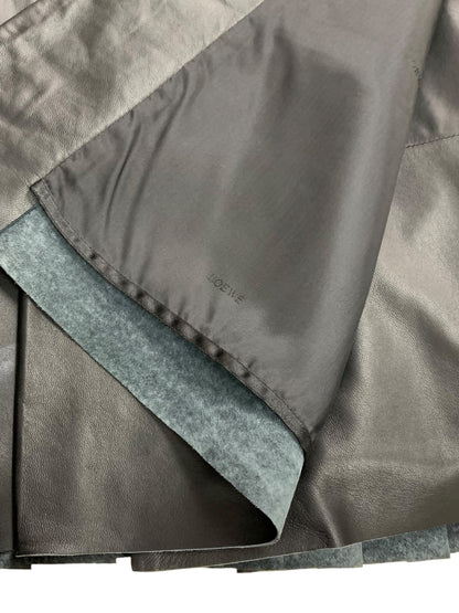 ロエベ 17108410000 スカート 34 ブラック ラムレザー プリーツ 蛇 ベルト IT1OVI59XA56 【SALE】