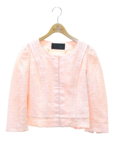 トゥービーシック W5E52-700-12 ノーカラージャケット 40 ピンク ツイード IT74WK5TSDO0