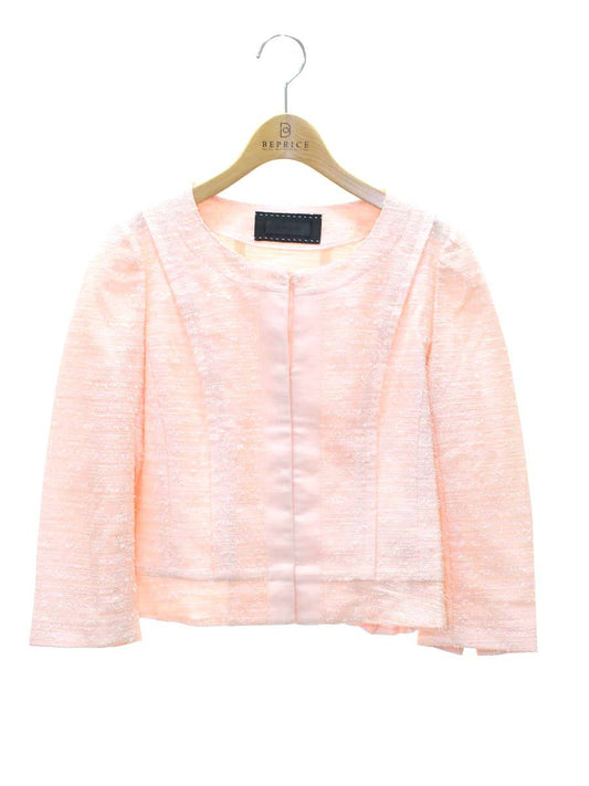 トゥービーシック W5E52-700-12 ノーカラージャケット 40 ピンク ツイード IT74WK5TSDO0