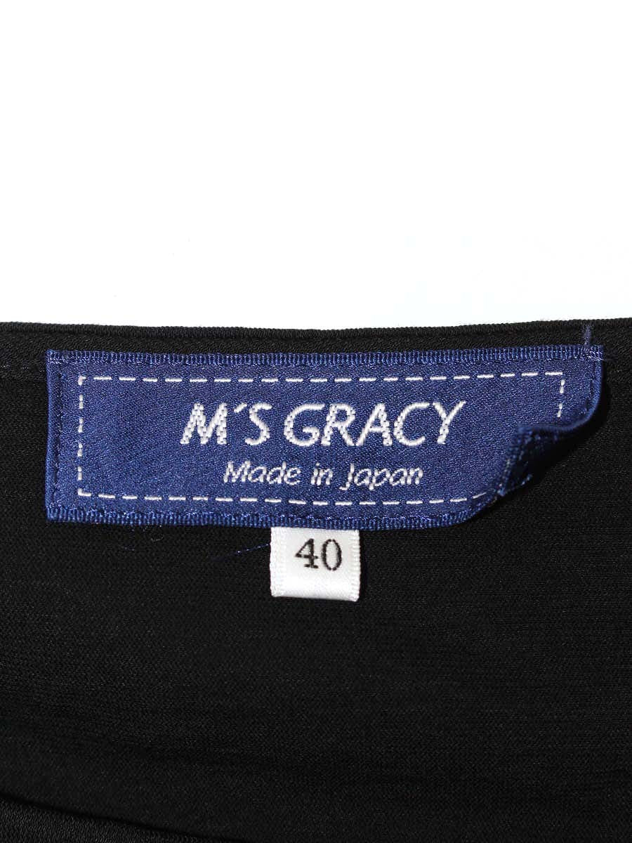 エムズグレイシー Embroidery Cut sew 915314 Tシャツ カットソー 40 ブラック コットンスパンコール チュール ITJ70X0XLYJQ