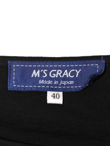 エムズグレイシー Embroidery Cut sew 915314 Tシャツ カットソー 40 ブラック コットンスパンコール チュール ITJ70X0XLYJQ
