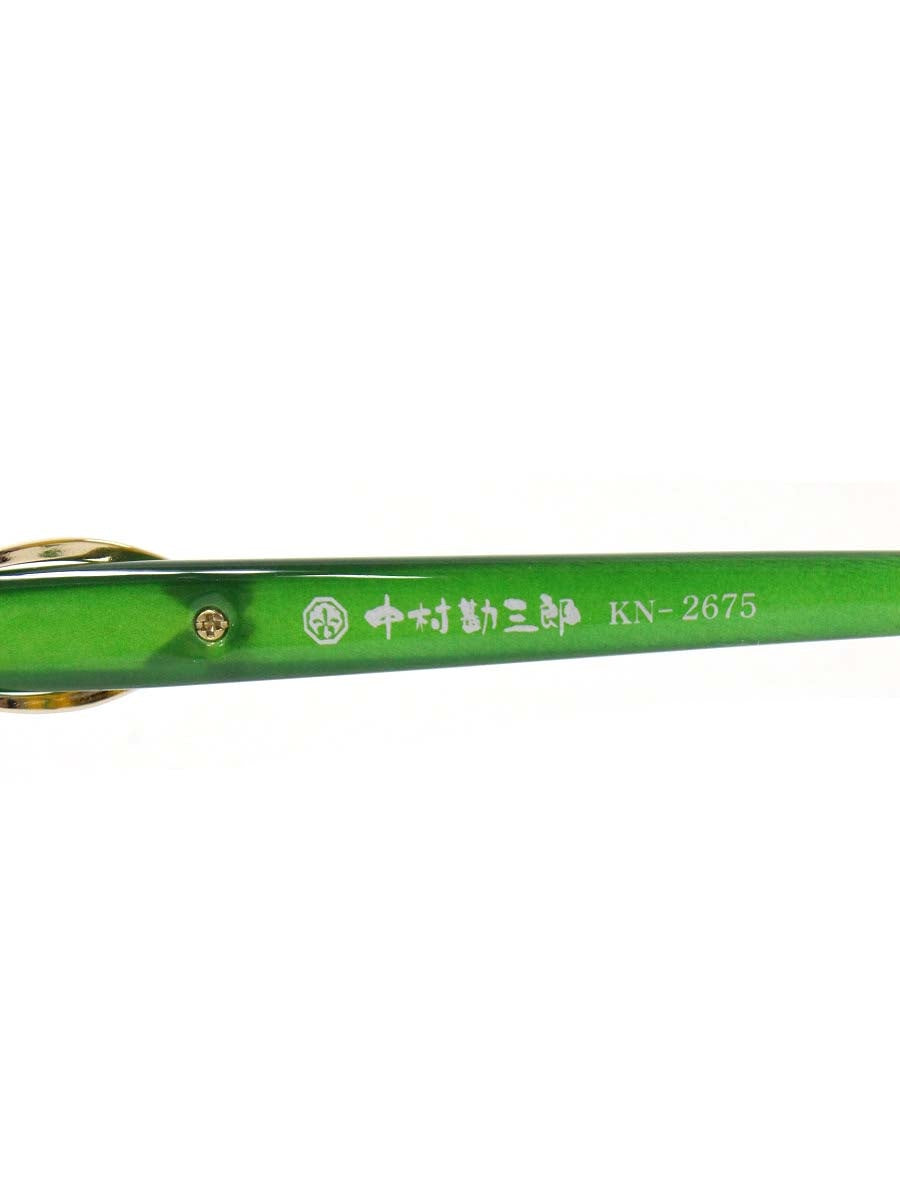 中村勘三郎 KN-2675 メガネ ゴールド/グリーン シープホーン スワロフスキーリング ハーフリム ITPL2O7WMX7O