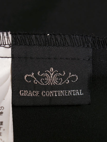 グレースコンチネンタル 01214 21015-00 スカート 36 ブラック フラワーモチーフ 刺繍 メッシュ地 IT6DDEIH261W