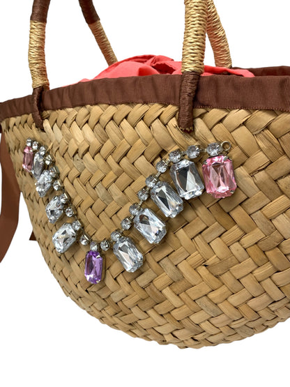 エムズグレイシー 474310 カゴバッグ ブラウン 巾着 編込み ITC3MD9FK6GS