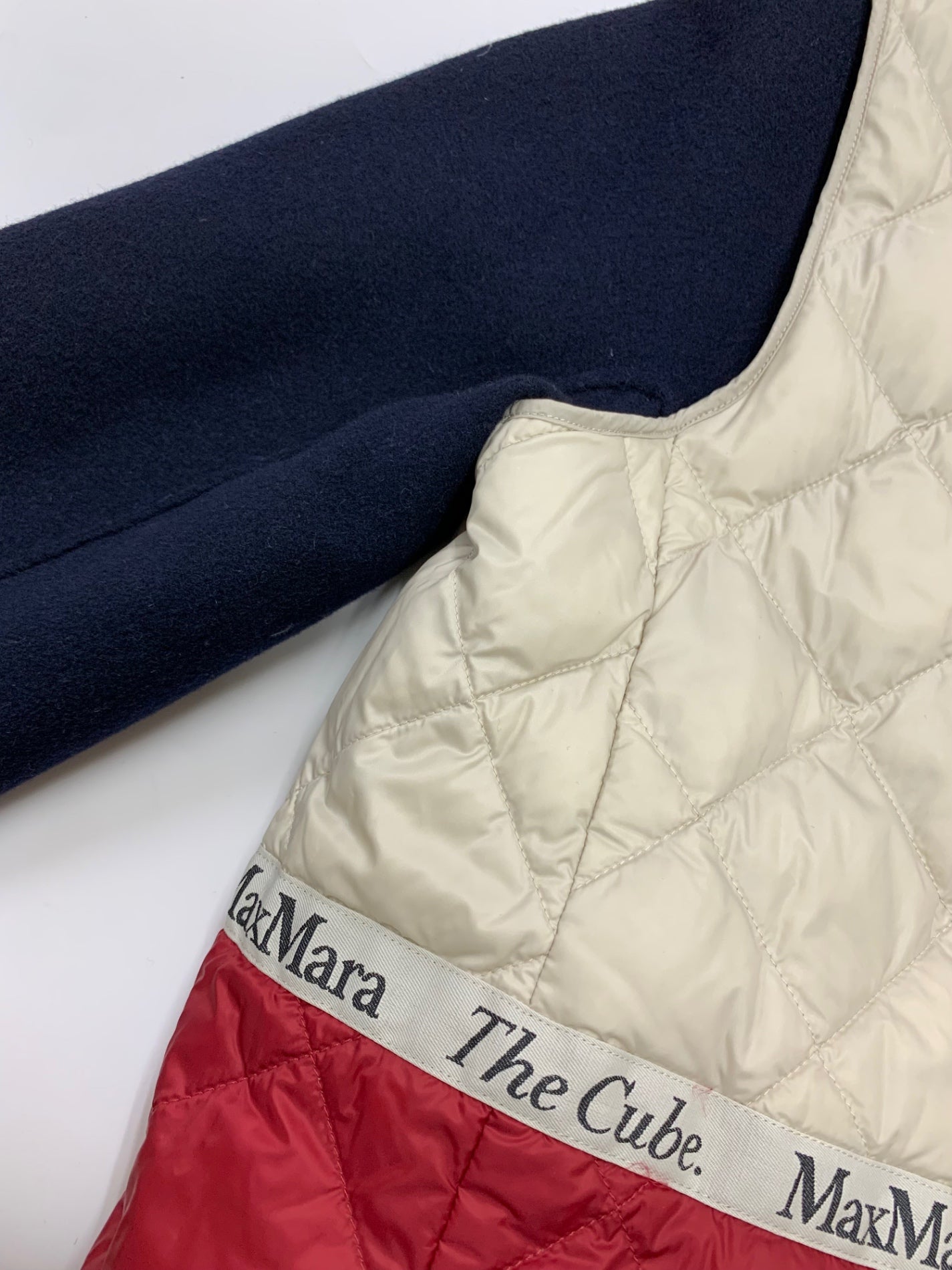 マックスマーラ the Cube 901101076 ノーカラーコート 38 ネイビー アンゴラ混 ITQY3VDX7QHG