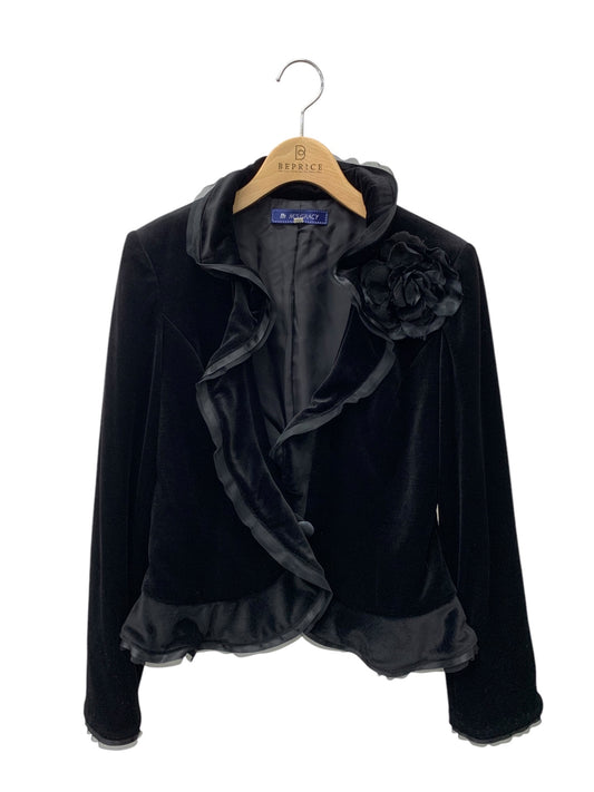 エムズグレイシー 654001 ジャケット 38 ブラック ベロア フリル 1B IT6FWBU1OKUW