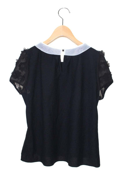 エムズグレイシー 625344 Tシャツ カットソー 38 ブラック フラワーモチーフ ITV8BVBKYKAN