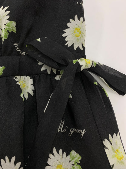 エムズグレイシー 211120 ワンピース ブラック フラワーモチーフ IT7U6XOH94K8