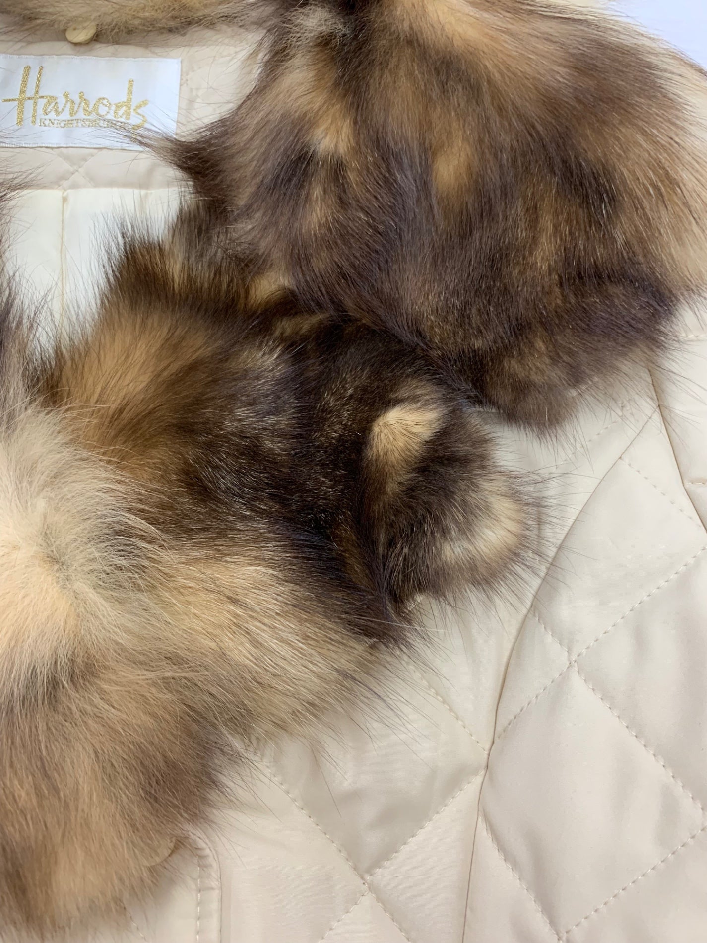 ハロッズ 17504091 キルティングコート 2 ベージュ フォックスファー