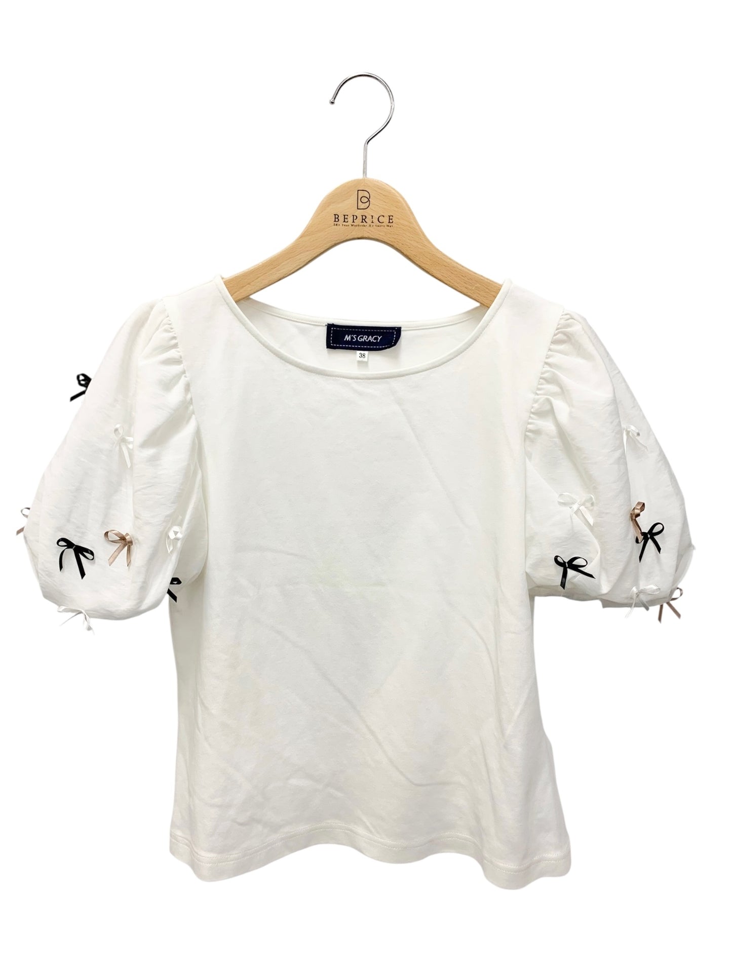 エムズグレイシー 415308 Tシャツ 38 ホワイト リボン IT5BKVSOF1S4