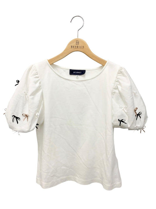 エムズグレイシー 415308 Tシャツ 38 ホワイト リボン IT5BKVSOF1S4