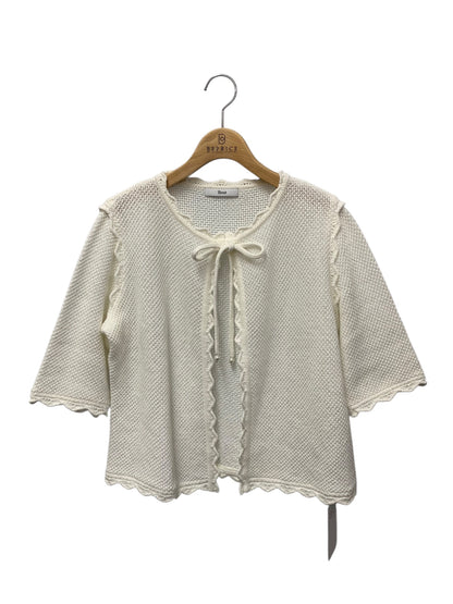 ルネ 6122150 カーディガン 38 ホワイト 鹿の子編み リボン パール ITJS163WNHQ4