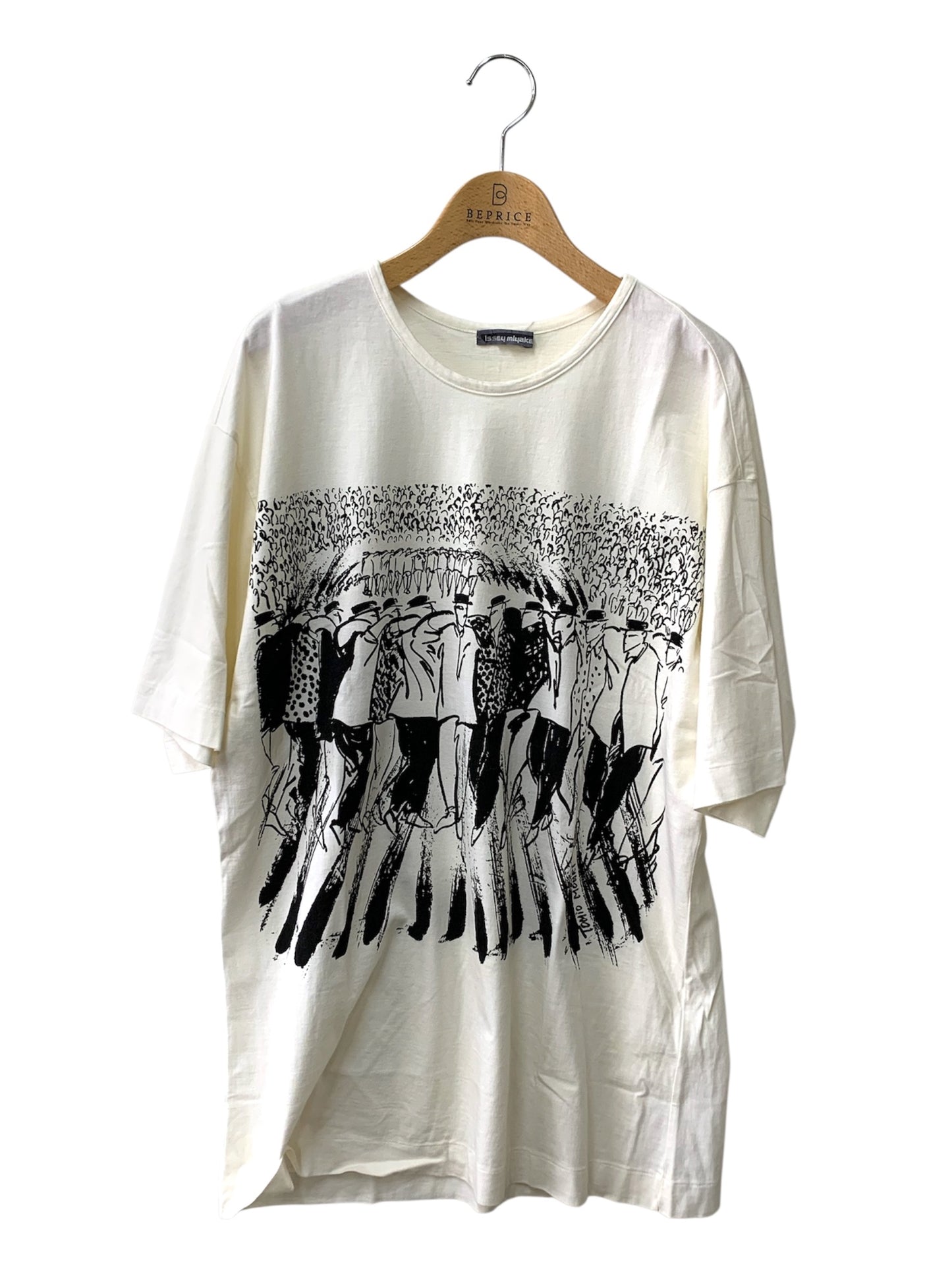 イッセイミヤケメン 9BL35574 Tシャツ M アイボリー プリント ヴィンテージ 80s 筆タグ ITJ7Q5JMT8LX