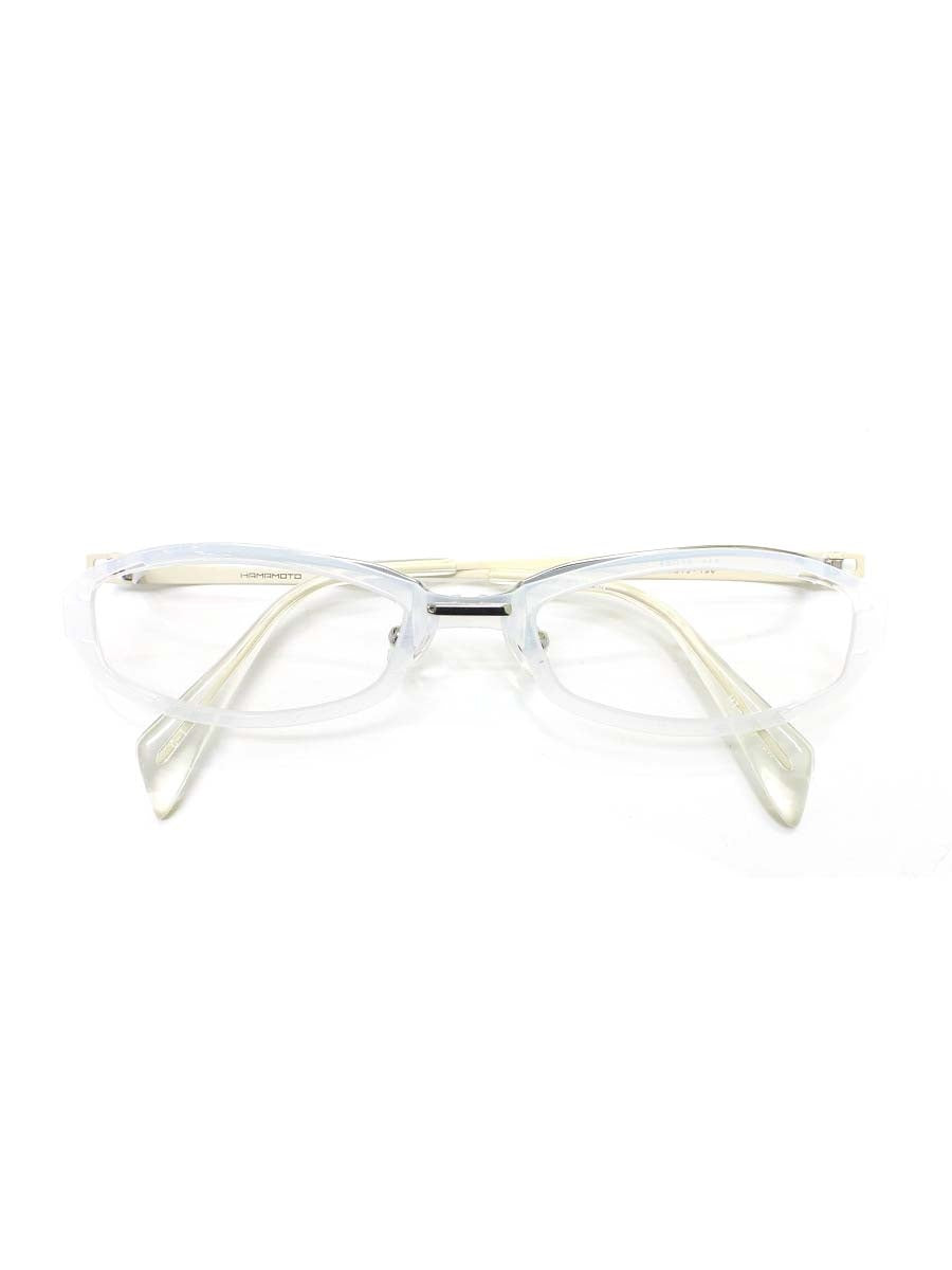 ハマモト HT-048 メガネ ホワイト/シルバー コンビフレーム フルリム オーバル（楕円） IT9L896EJQDE