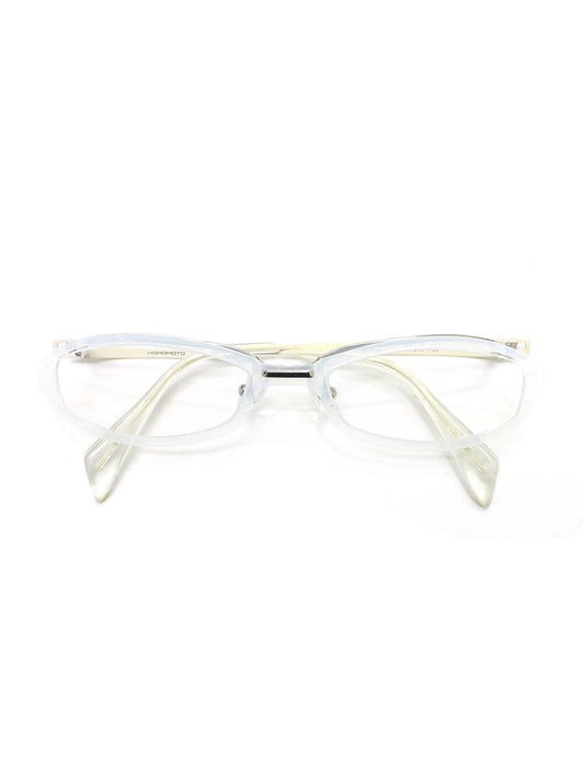 ハマモト HT-048 メガネ ホワイト/シルバー コンビフレーム フルリム オーバル（楕円） IT9L896EJQDE