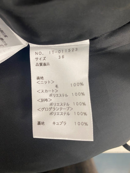 エムズグレイシー 011523 ワンピース 36 ブラック フラワーモチーフ ニット切替 ITWRGK8B3KD6 【SALE】