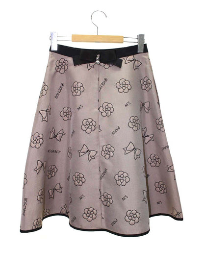 エムズグレイシー 017503 スカート 38 ブラウン カメリア リボンモチーフ フレア ITD2Q14CM1TW