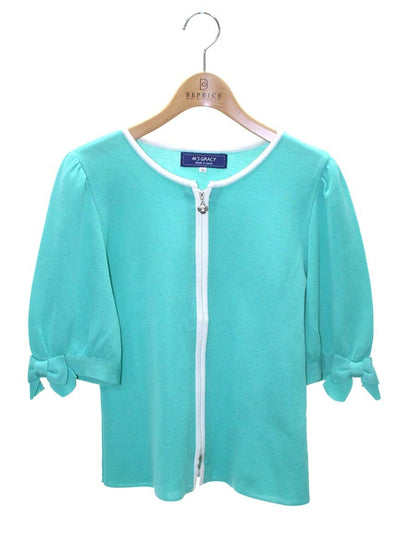 エムズグレイシー Emerald Green Zip Knit 918348 カーディガン 40 グリーン ITTL2FDN09OI