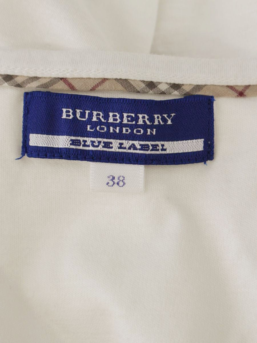 バーバリーブルーレーベル E1P49-562-02 カットソー 38 ホワイト 袖フリル チェック柄 IT9YYR8JIOQC