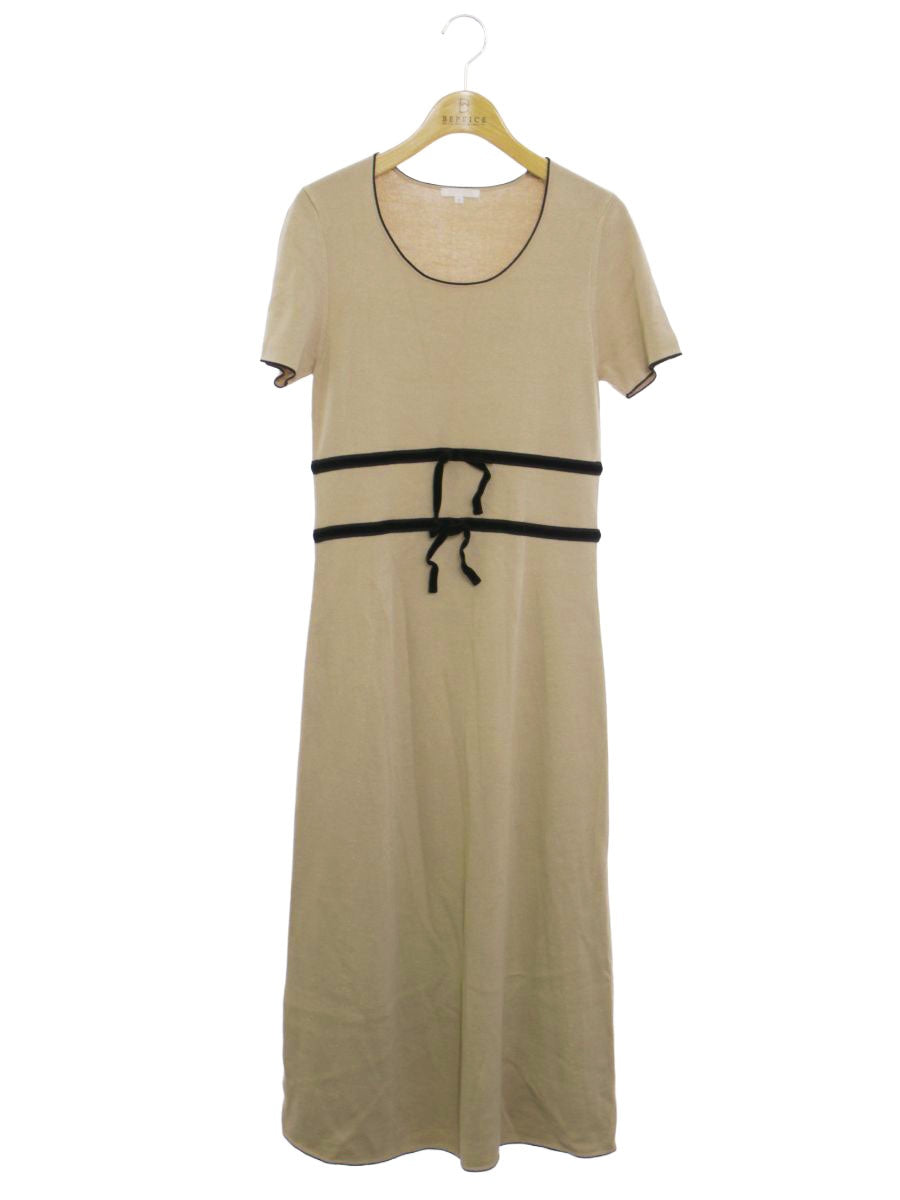 トゥービーシック UME95-767-40 ワンピース 40 ベージュ ニット ベロア リボン ITOOTTUX20FM