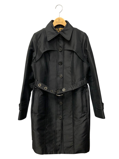 エポカ M5A03-526-09 ステンカラーコート 40 ブラック ヒョウ柄 IT8BBRNWYYL1