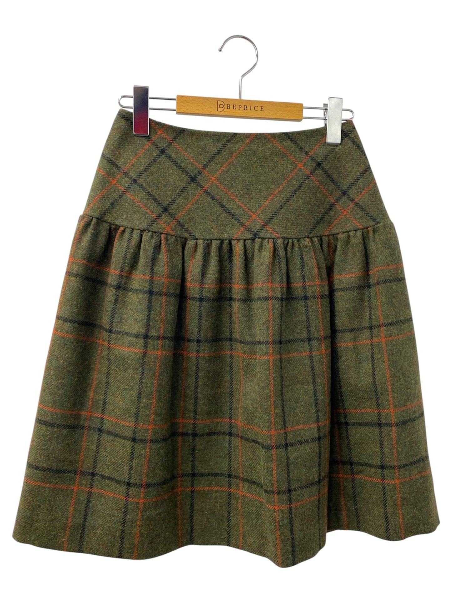 エムズグレイシー 317619 スカート 36 カーキグリーン チェック ウール ITO8RHKO6ZLE