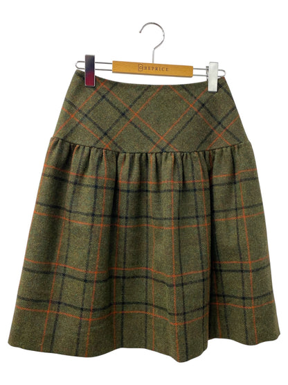エムズグレイシー 317619 スカート 36 カーキグリーン チェック ウール ITO8RHKO6ZLE
