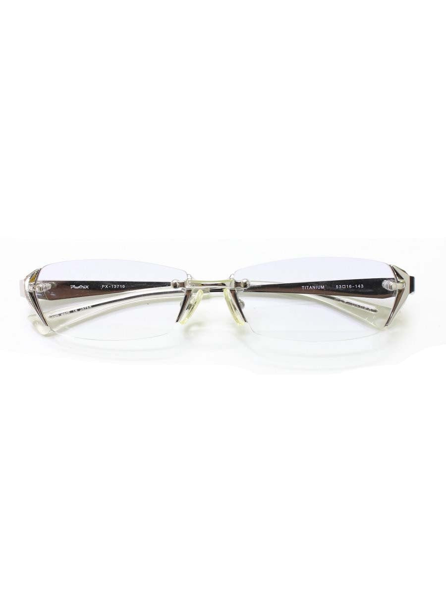 プラスミックス PX-13710 メガネ シルバー メタルフレーム リムレス スクエア ITVLG4E5DA48