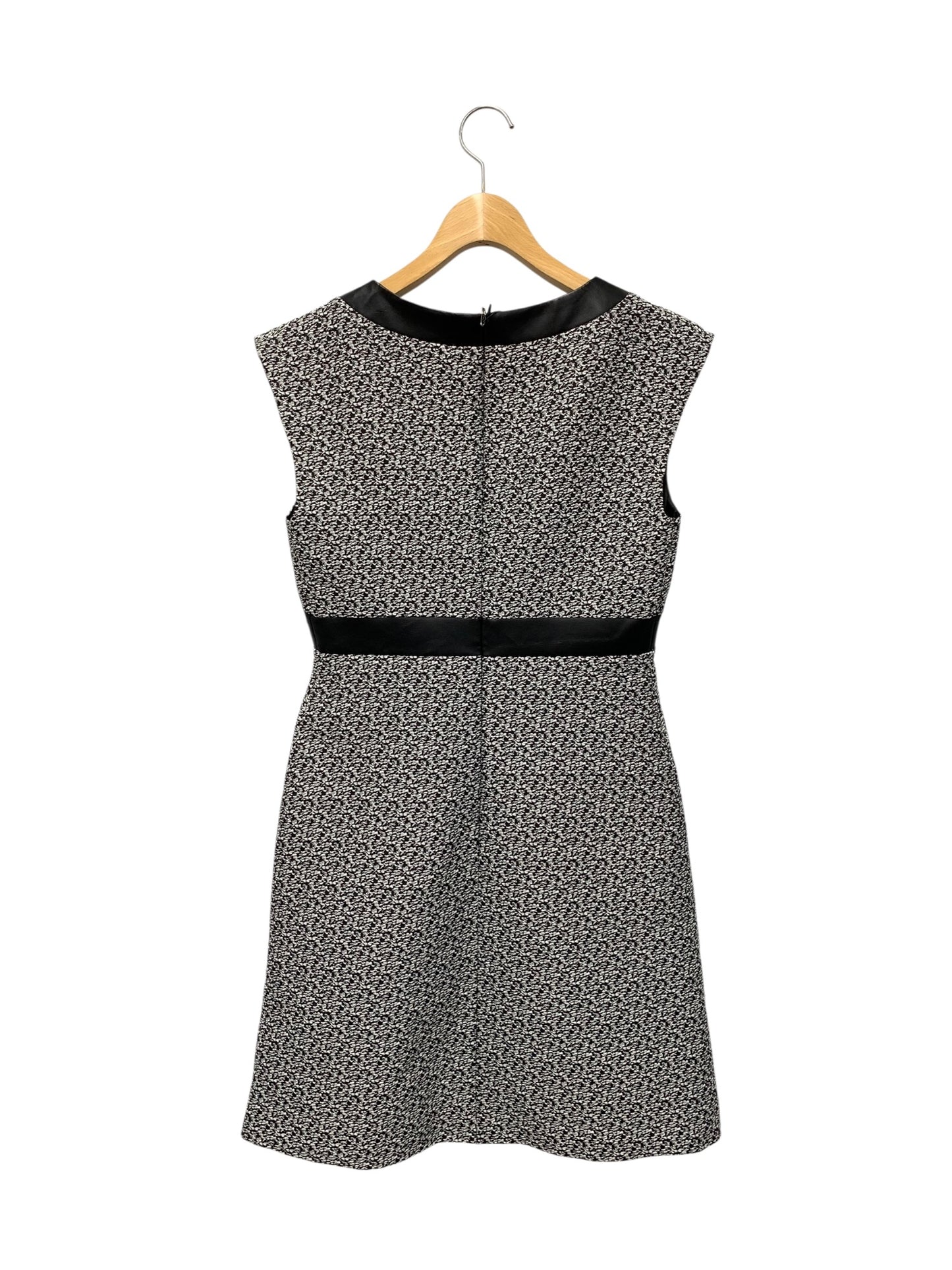 アディアム 34267 ワンピース 4 ブラック ツイード Vネック ITHIWDMOIZQI