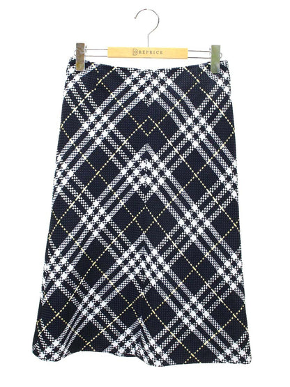 バーバリーロンドン FXA43-018 スカート 38 ネイビー チェック ITGLKR7ZF7V4