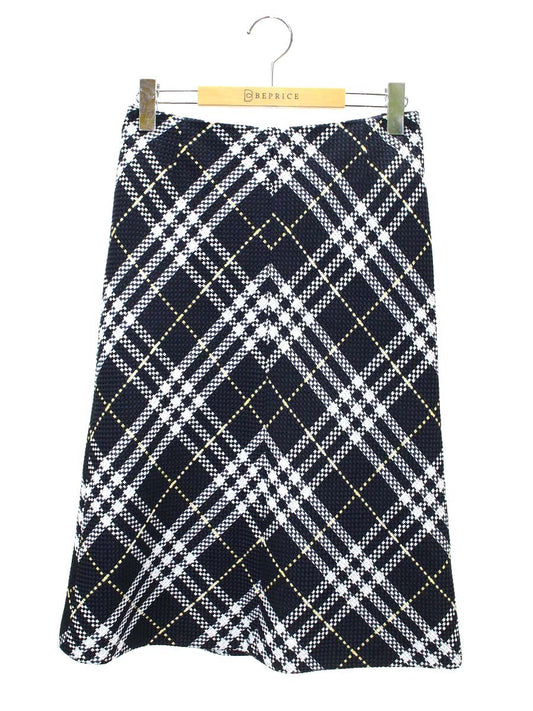 バーバリーロンドン FXA43-018 スカート 38 ネイビー チェック ITGLKR7ZF7V4